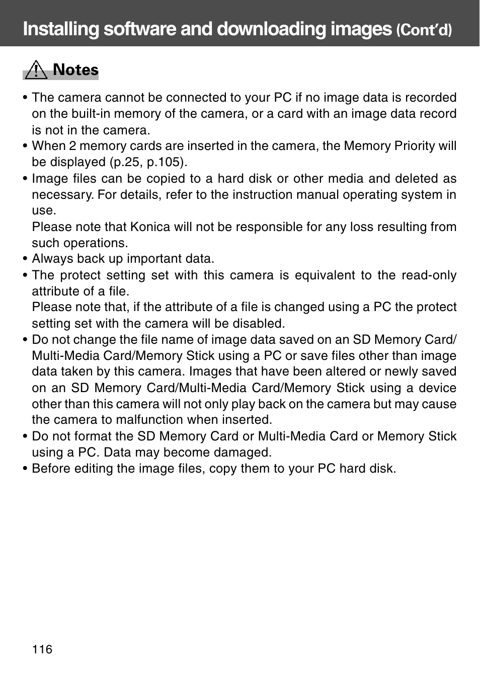 Installing software and downloading images | Konica Minolta KD-510Z User Manual | Page 116 / 131