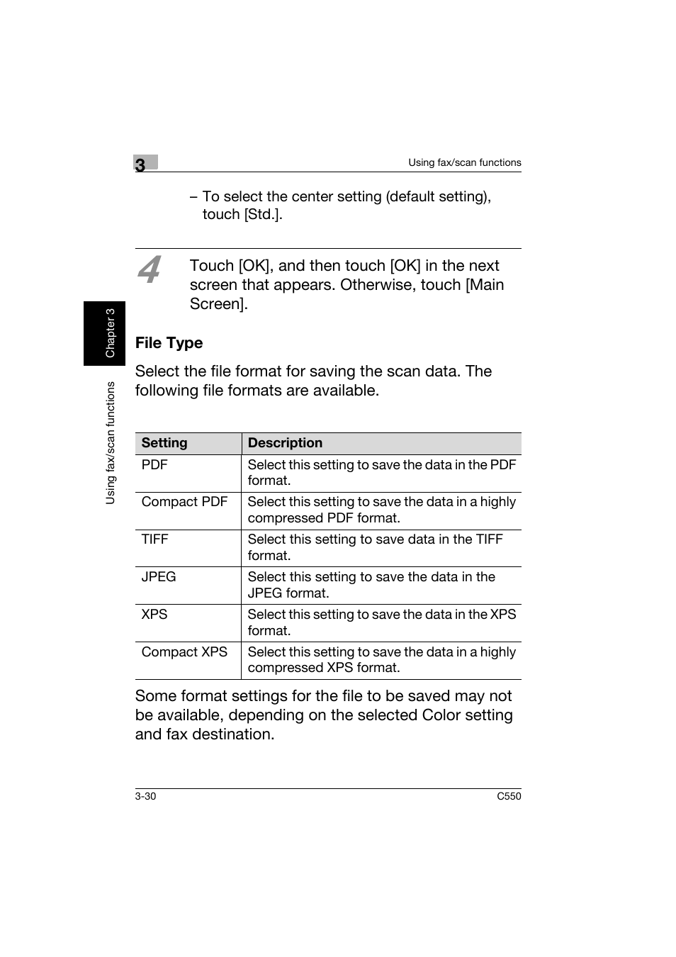 File type, File type -30 | Konica Minolta C550 User Manual | Page 131 / 164