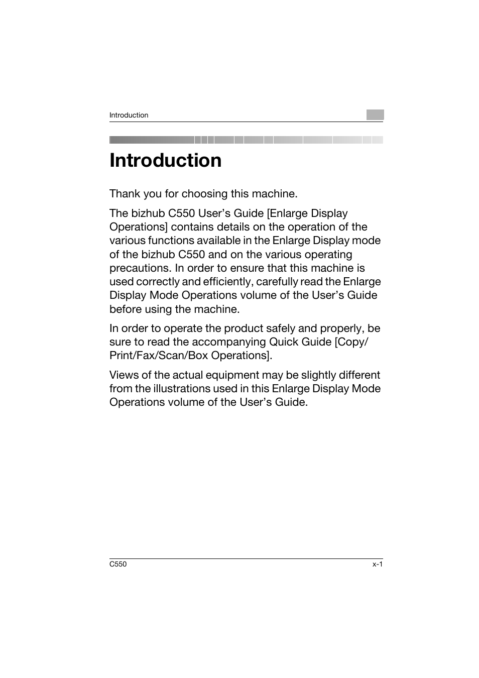 Introduction | Konica Minolta C550 User Manual | Page 2 / 164