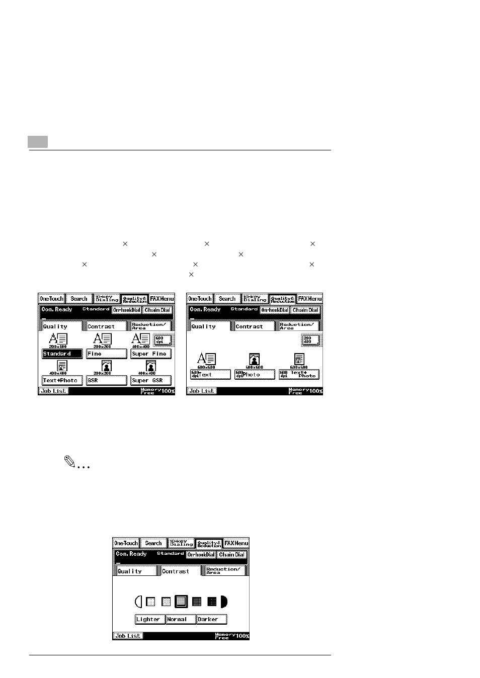 8 specifying the scanning options, 1 quality & reduction screen, Quality tab | Contrast tab, Specifying the scanning options -18 | Konica Minolta SU2 User Manual | Page 72 / 112