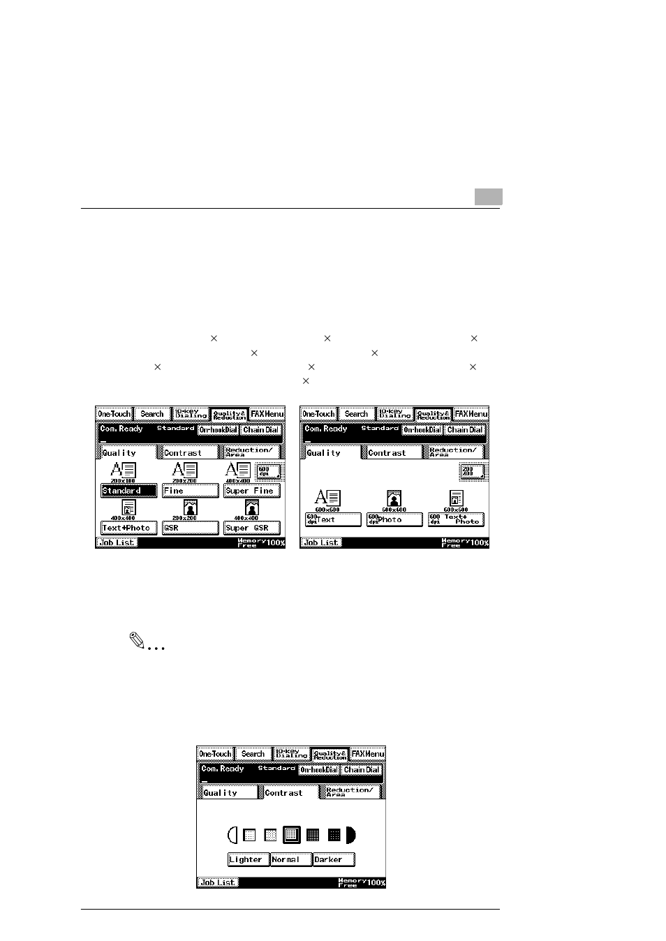 4 specifying the scanning options, 1 quality/reduction screen, Quality tab | Contrast tab, Specifying the scanning options -7 | Konica Minolta SU2 User Manual | Page 83 / 112