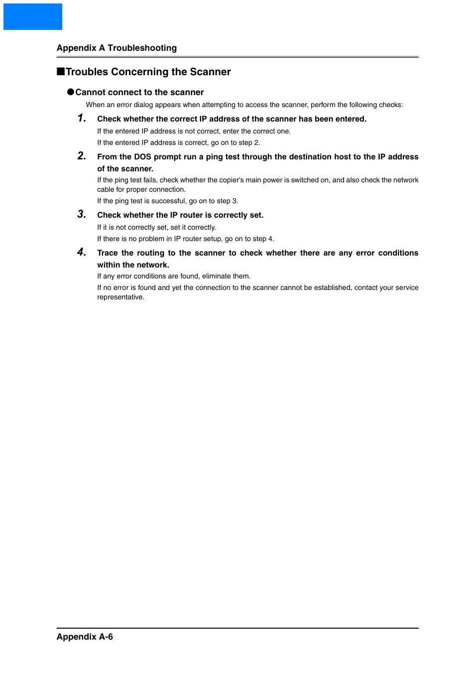 Troubles concerning the scanner, Cannot connect to the scanner, Home | Konica Minolta IP-511 User Manual | Page 112 / 122