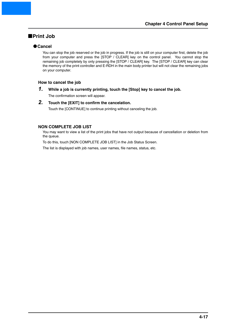 Print job, Cancel, Print job -17 | Cancel -17, Home | Konica Minolta IP-511 User Manual | Page 95 / 122