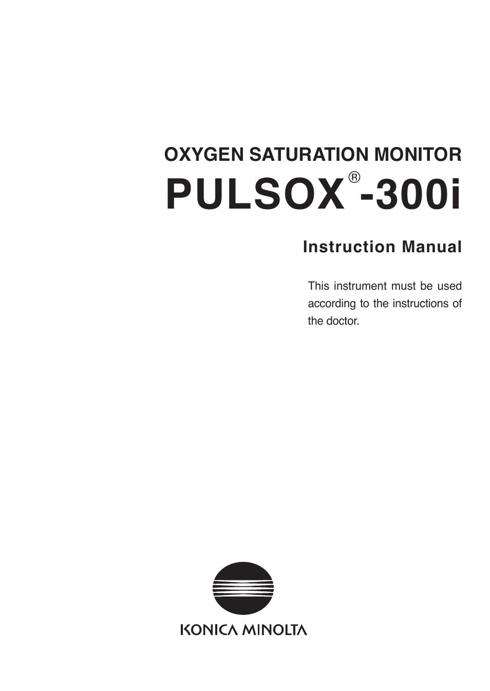 Konica Minolta Oxygen Saturation Monitor PULSOX-300i User Manual | 40 pages