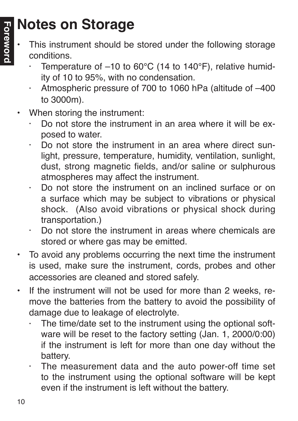 Notes on storage | Konica Minolta Oxygen Saturation Monitor PULSOX-300i User Manual | Page 12 / 40