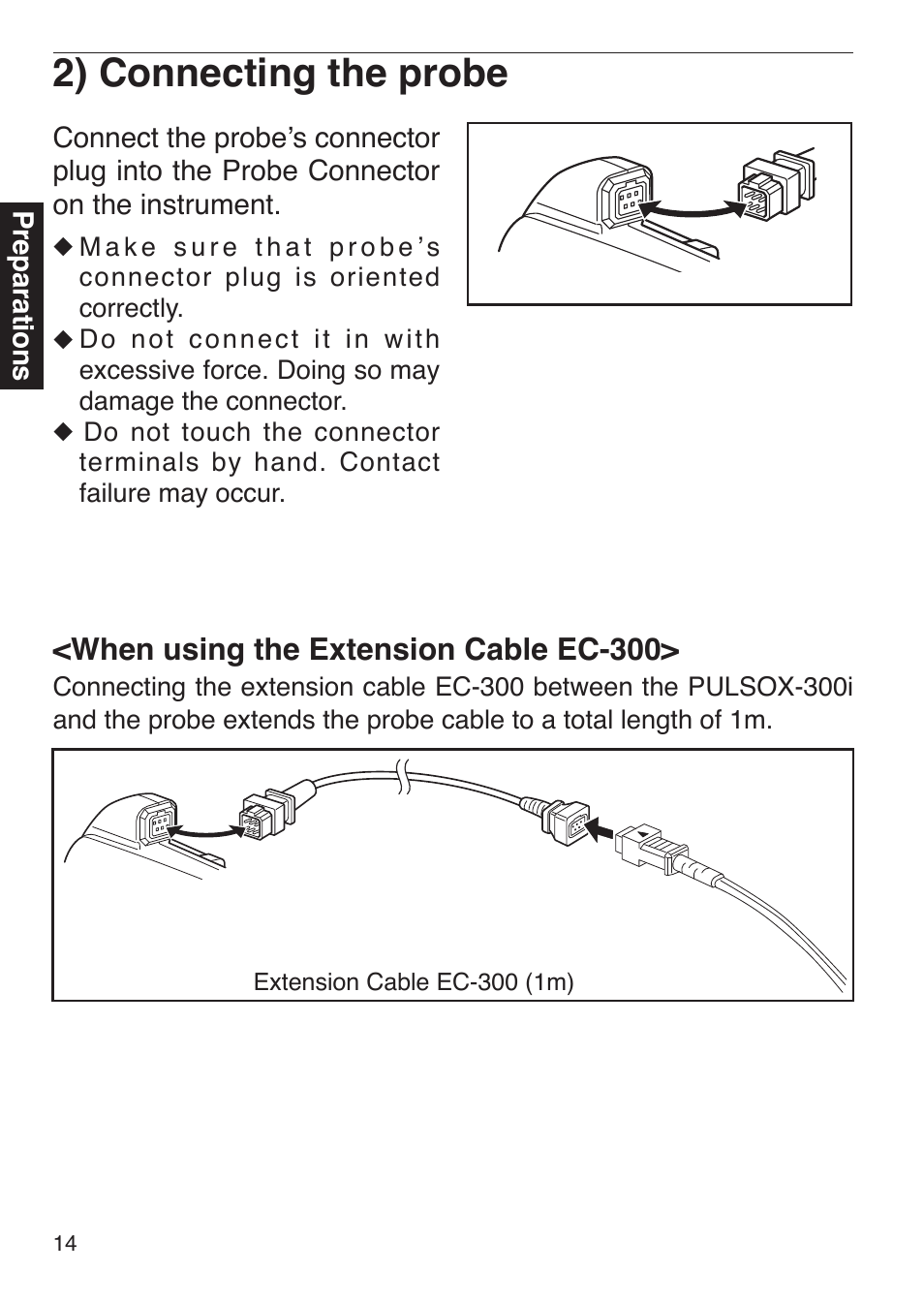 2) connecting the probe | Konica Minolta Oxygen Saturation Monitor PULSOX-300i User Manual | Page 16 / 40