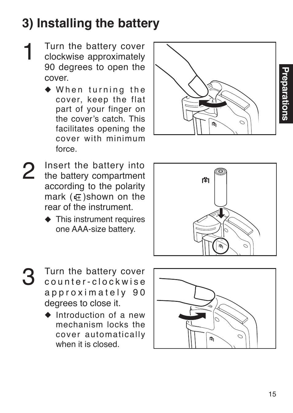 3) installing the battery | Konica Minolta Oxygen Saturation Monitor PULSOX-300i User Manual | Page 17 / 40