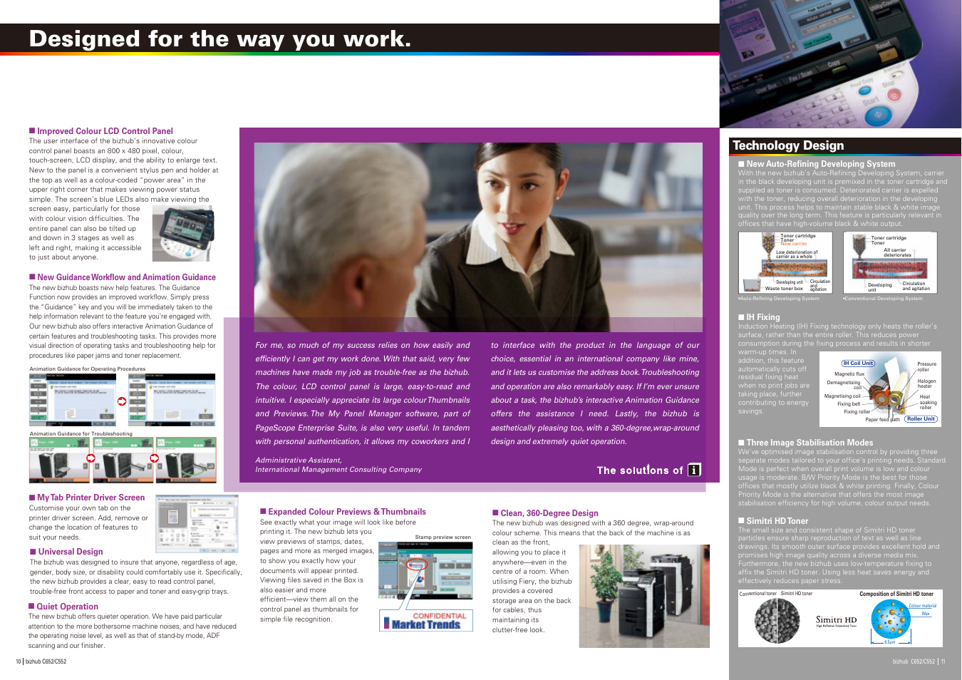 Designed for the way you work, Technology design | Konica Minolta C552 User Manual | Page 6 / 6