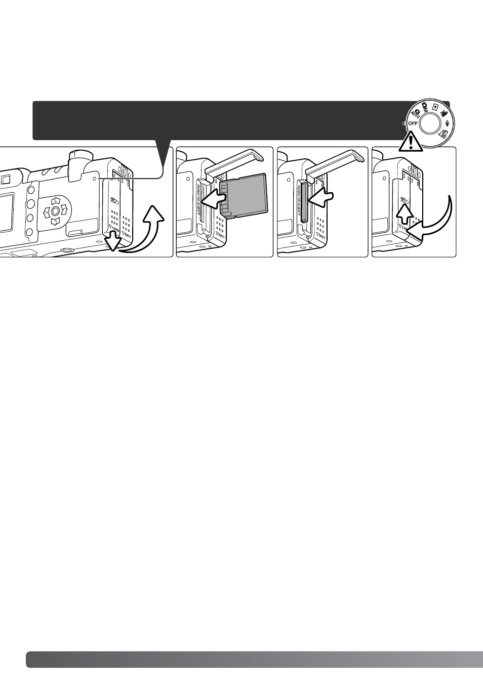 Changing the memory card | Konica Minolta DiMAGE F200 User Manual | Page 18 / 132