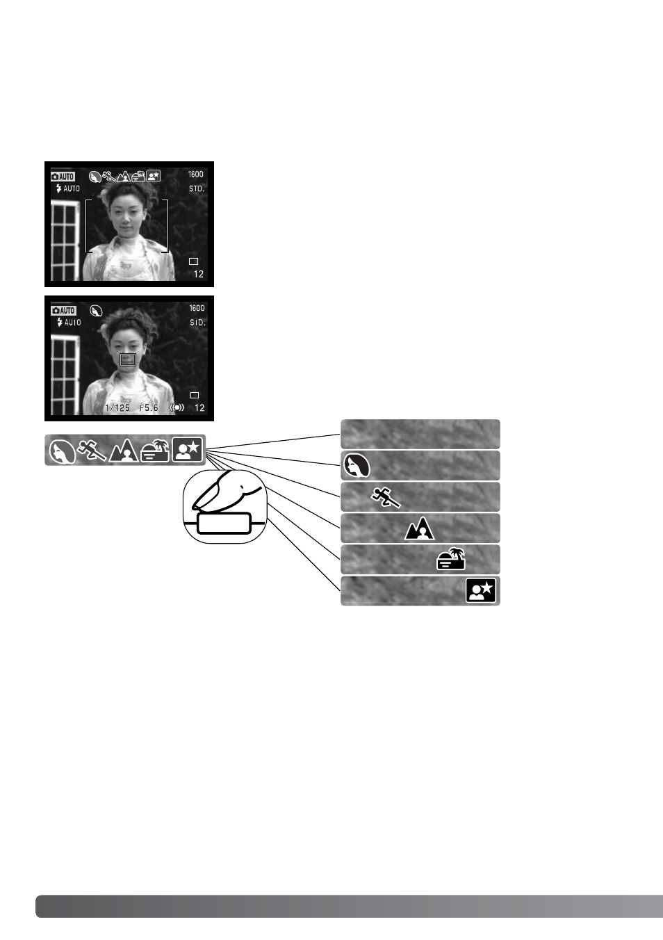 Automatic digital subject program selection | Konica Minolta DiMAGE F200 User Manual | Page 28 / 132