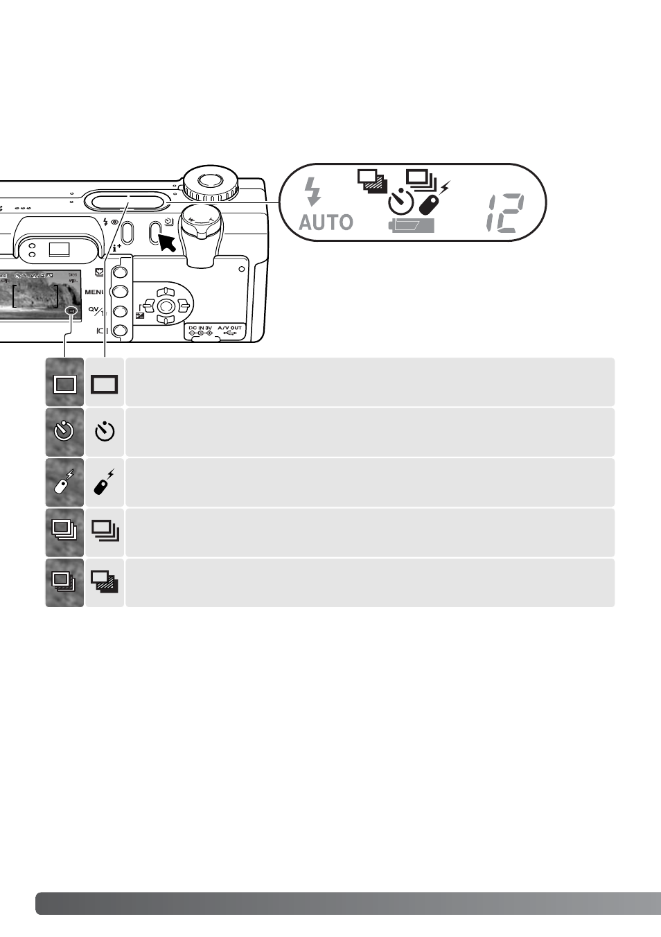 Auto-recording mode - advanced operation, Drive modes | Konica Minolta DiMAGE F200 User Manual | Page 38 / 132