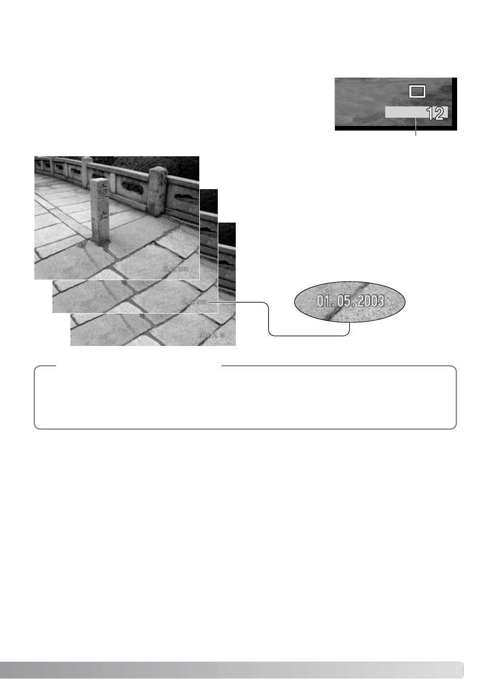 Date imprinting | Konica Minolta DiMAGE F200 User Manual | Page 49 / 132