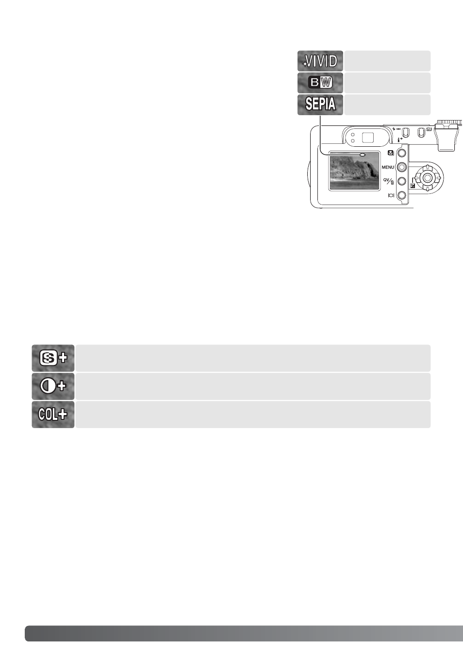 Color mode digital effects control, Digital effects control color mode | Konica Minolta DiMAGE F200 User Manual | Page 70 / 132