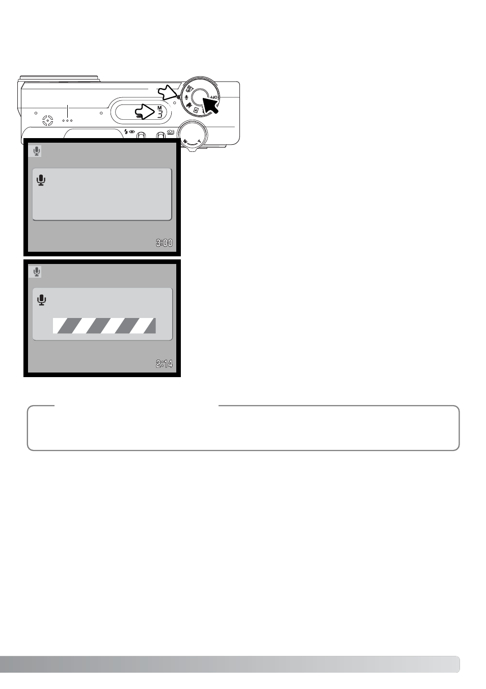 Movie and audio recording, Recording audio | Konica Minolta DiMAGE F200 User Manual | Page 75 / 132