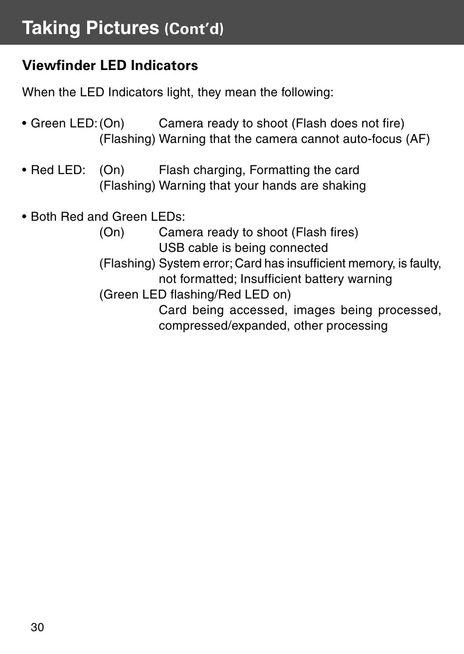 Taking pictures, Cont’d) | Konica Minolta KD-410Z User Manual | Page 30 / 125