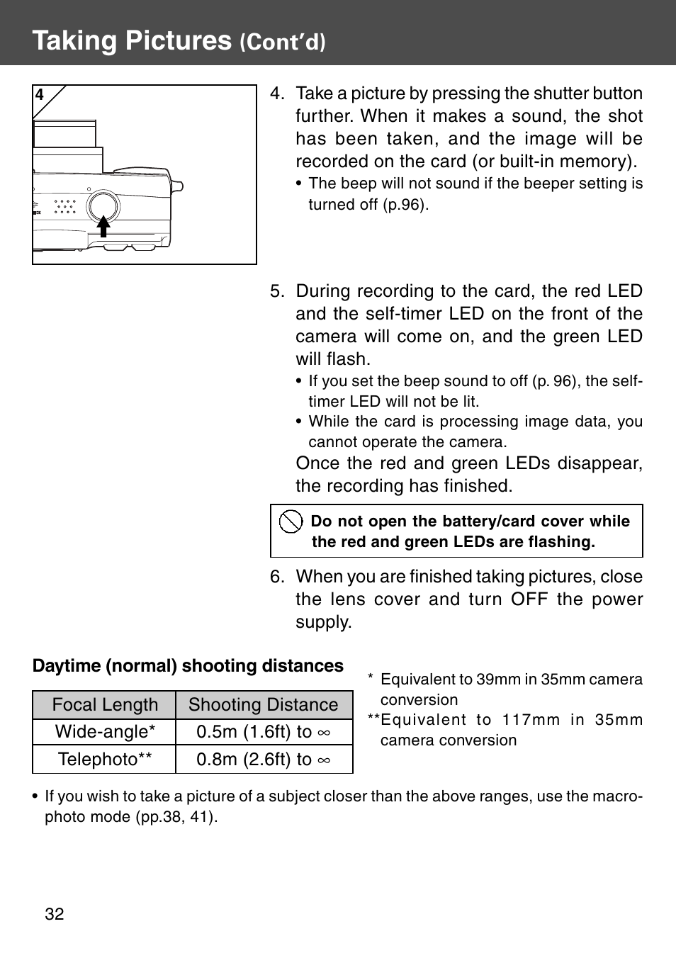 Taking pictures, Cont’d) | Konica Minolta KD-410Z User Manual | Page 32 / 125