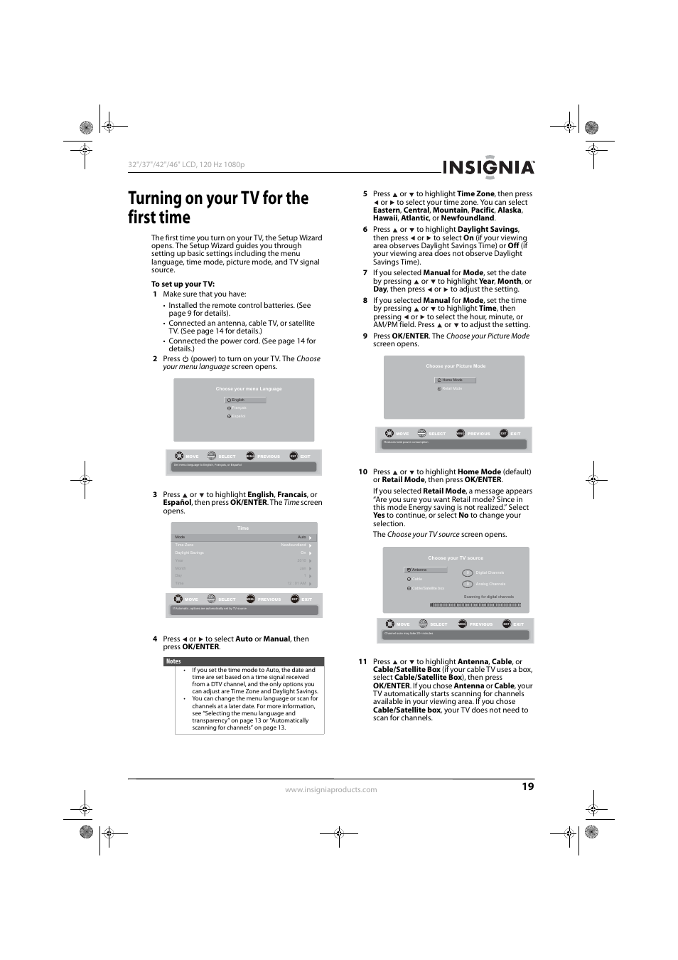 Turning on your tv for the first time | Konica Minolta NS-42L550A11 User Manual | Page 23 / 65