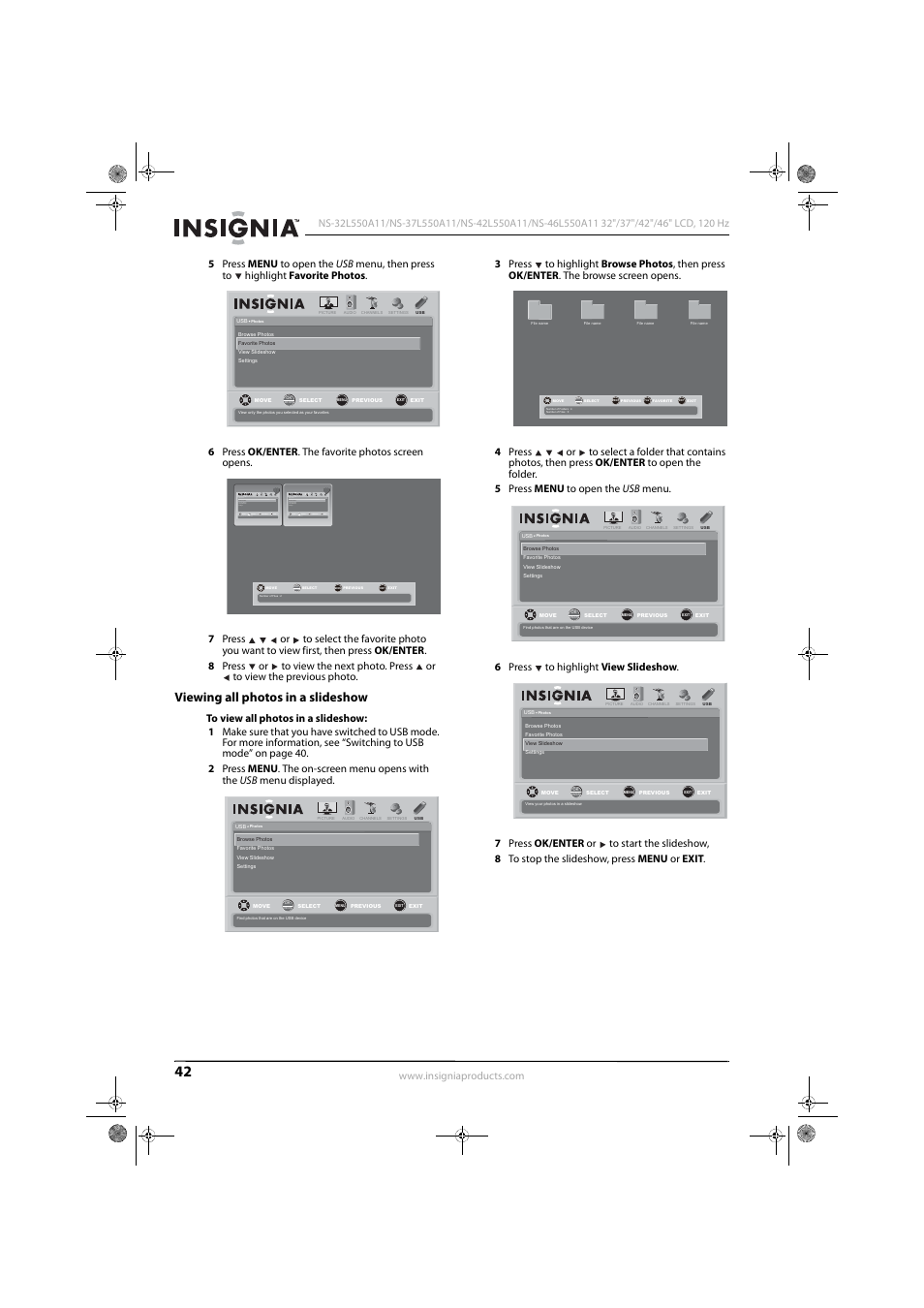 Viewing all photos in a slideshow | Konica Minolta NS-42L550A11 User Manual | Page 46 / 65