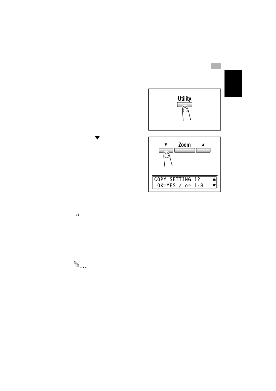 To select the “copy setting 1” menu, To select the, Copy setting 1 | Menu -40 | Konica Minolta bizhub 180 User Manual | Page 196 / 256