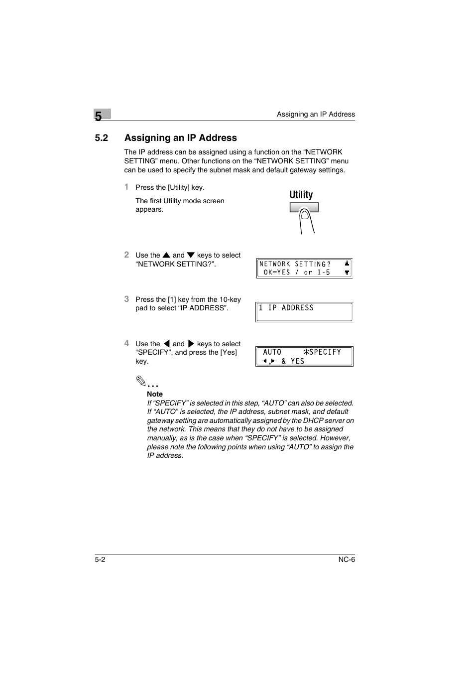 2 assigning an ip address, Assigning an ip address -2 | Konica Minolta NC-6 User Manual | Page 23 / 50