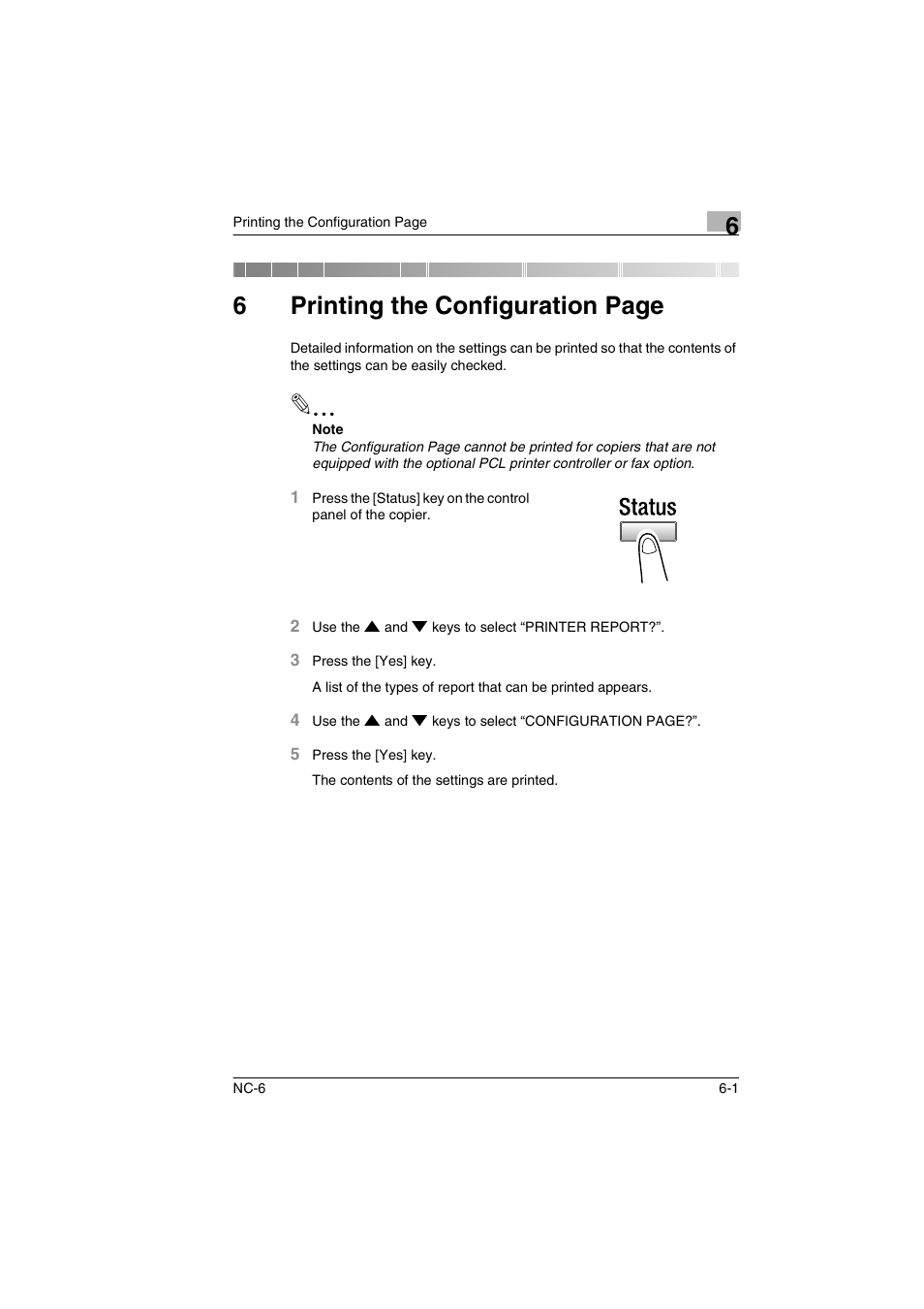 6printing the configuration page | Konica Minolta NC-6 User Manual | Page 26 / 50