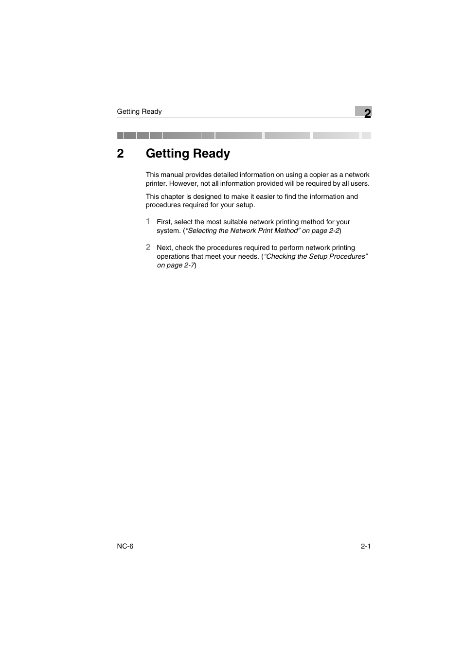2 getting ready, Getting ready, 2getting ready | Konica Minolta NC-6 User Manual | Page 8 / 50