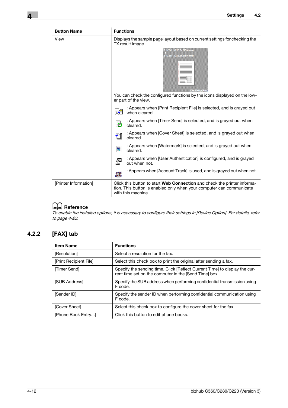 2 [fax] tab, Fax] tab -12 | Konica Minolta BIZHUB C280 User Manual | Page 44 / 78