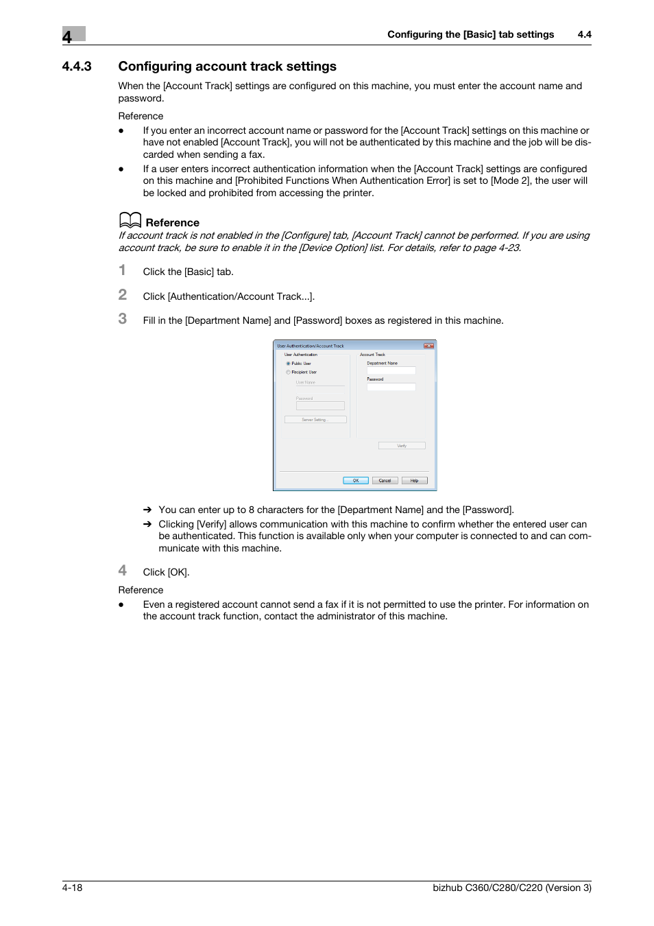 3 configuring account track settings, Configuring account track settings -18 | Konica Minolta BIZHUB C280 User Manual | Page 50 / 78