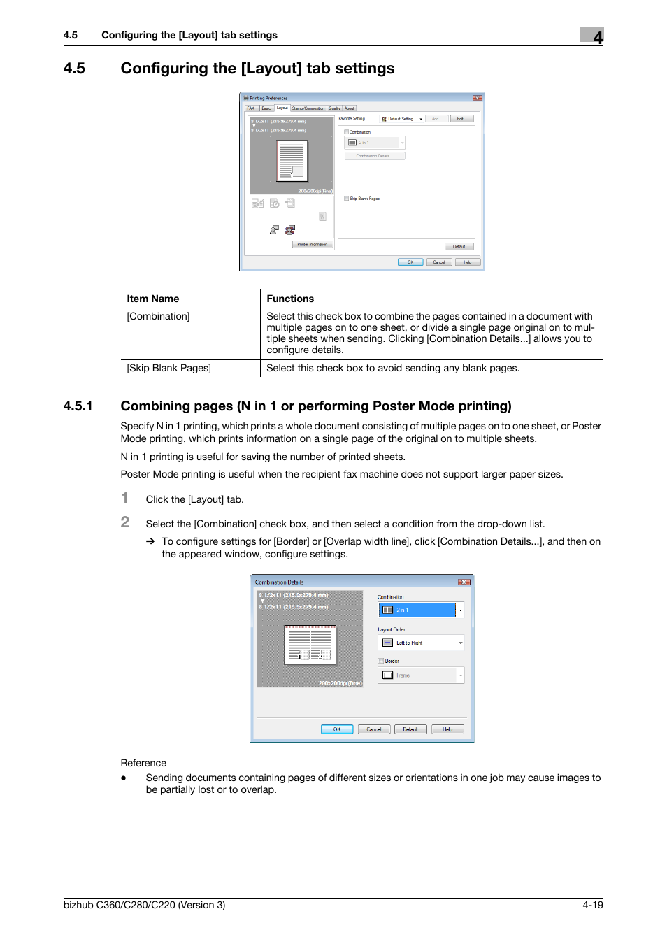 5 configuring the [layout] tab settings, Configuring the [layout] tab settings -19 | Konica Minolta BIZHUB C280 User Manual | Page 51 / 78