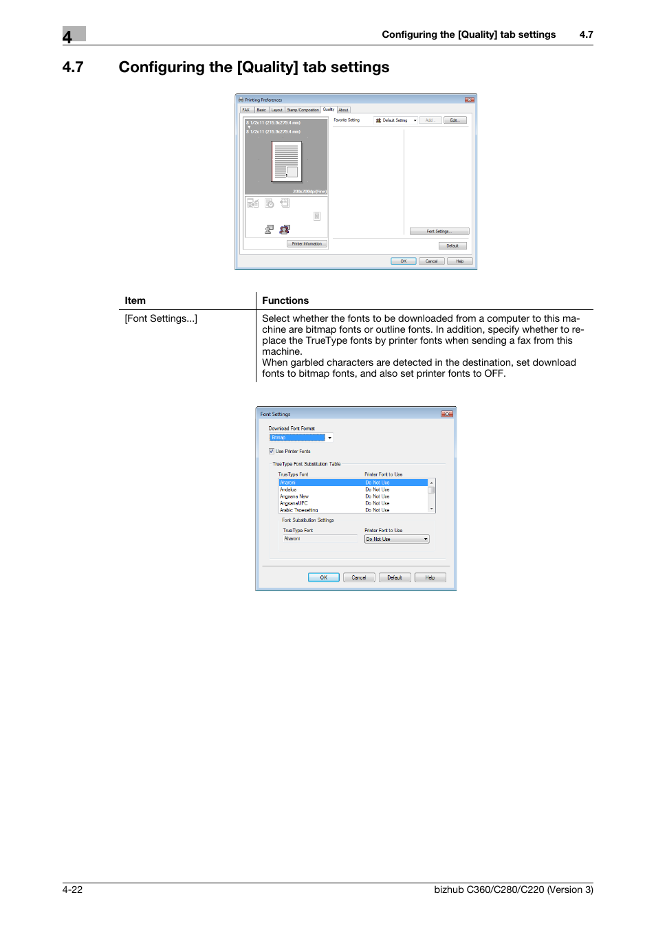 7 configuring the [quality] tab settings, Configuring the [quality] tab settings -22 | Konica Minolta BIZHUB C280 User Manual | Page 54 / 78