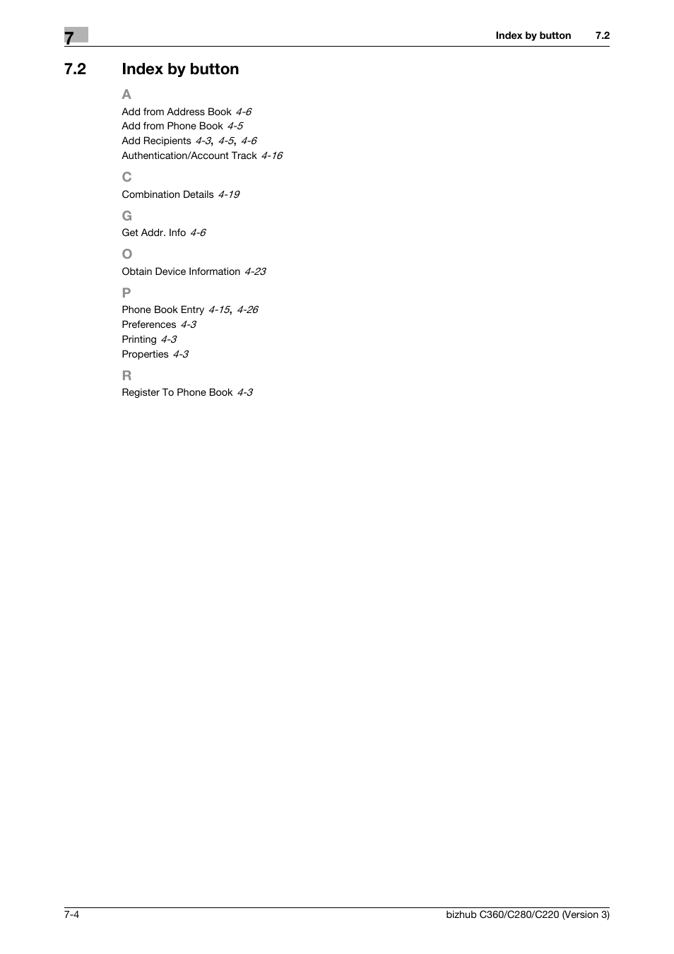 2 index by button, Index by button -4 | Konica Minolta BIZHUB C280 User Manual | Page 78 / 78