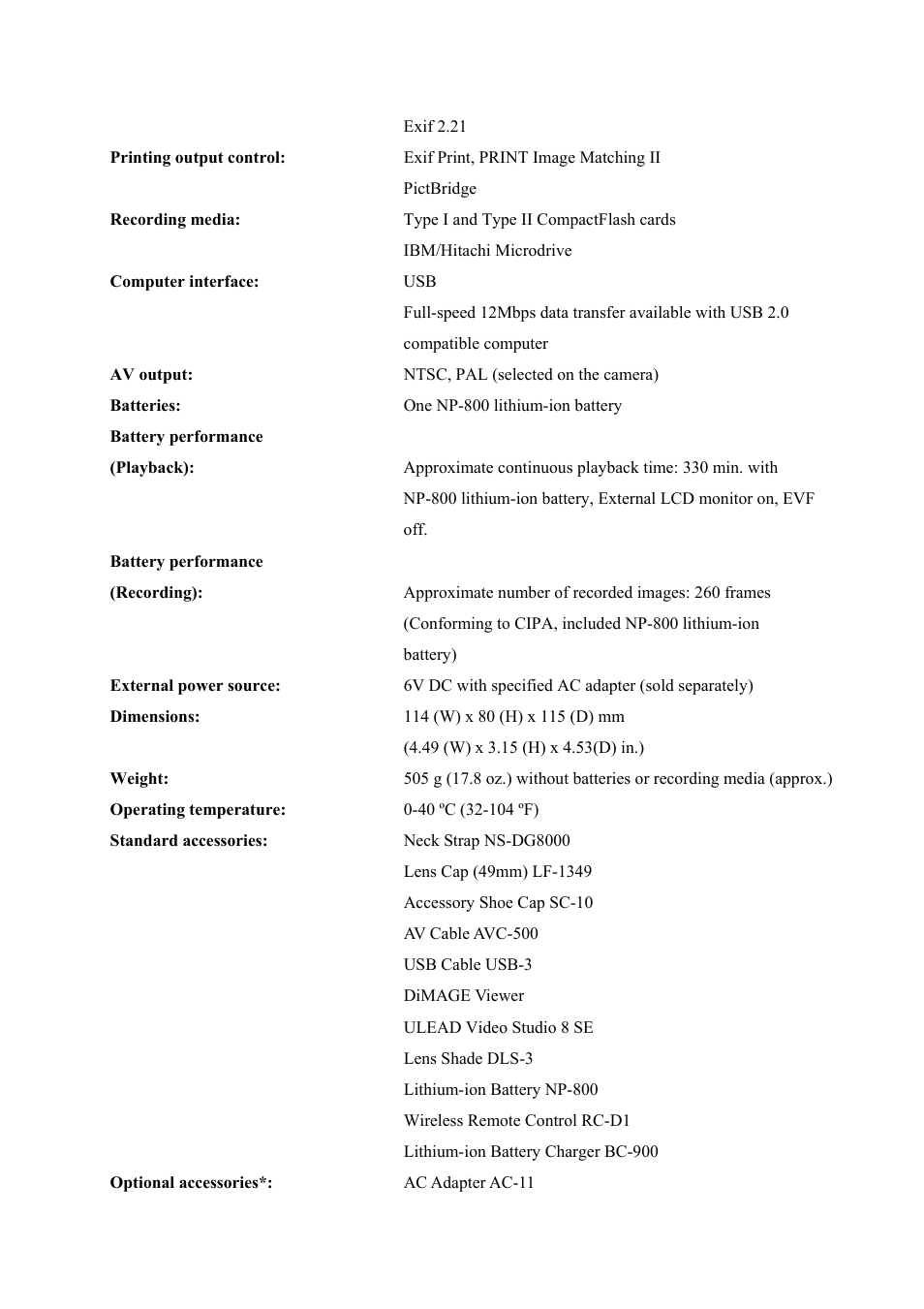 Konica Minolta DiMAGE A200 User Manual | Page 5 / 7