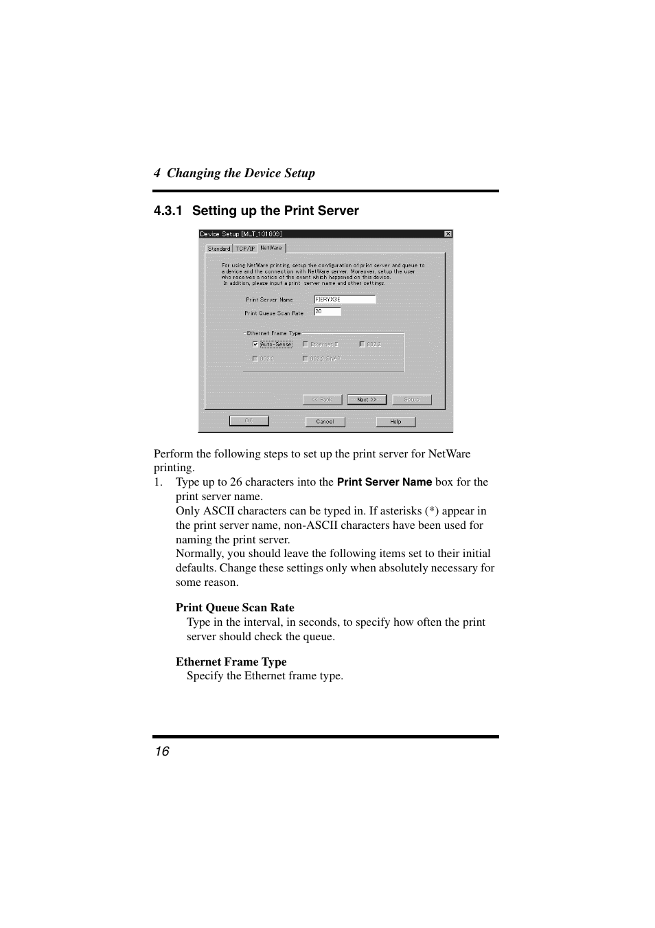 1 setting up the print server, See 4.3.1 setting up the print server | Konica Minolta Network Setup User Manual | Page 21 / 38