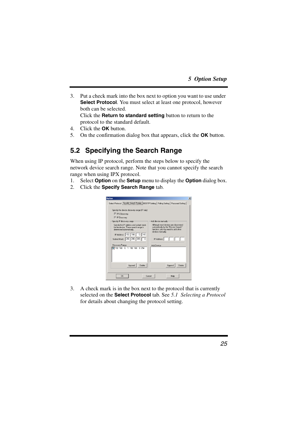 2 specifying the search range, Specifying the search range | Konica Minolta Network Setup User Manual | Page 30 / 38