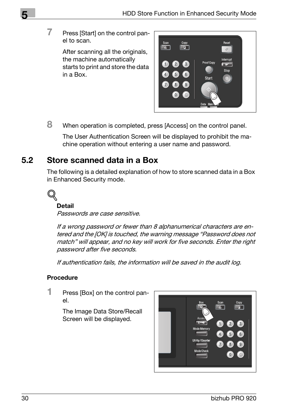 2 store scanned data in a box, Store scanned data in a box | Konica Minolta 920 User Manual | Page 38 / 76