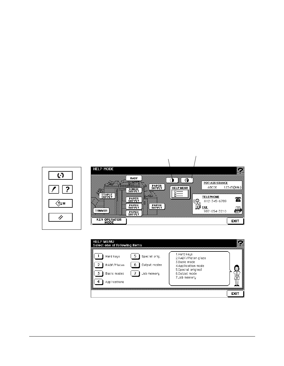 Basic operations, Help mode | Konica Minolta 7075 User Manual | Page 110 / 311