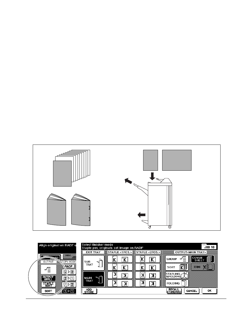 Output modes, Cover sheet feeder | Konica Minolta 7075 User Manual | Page 130 / 311