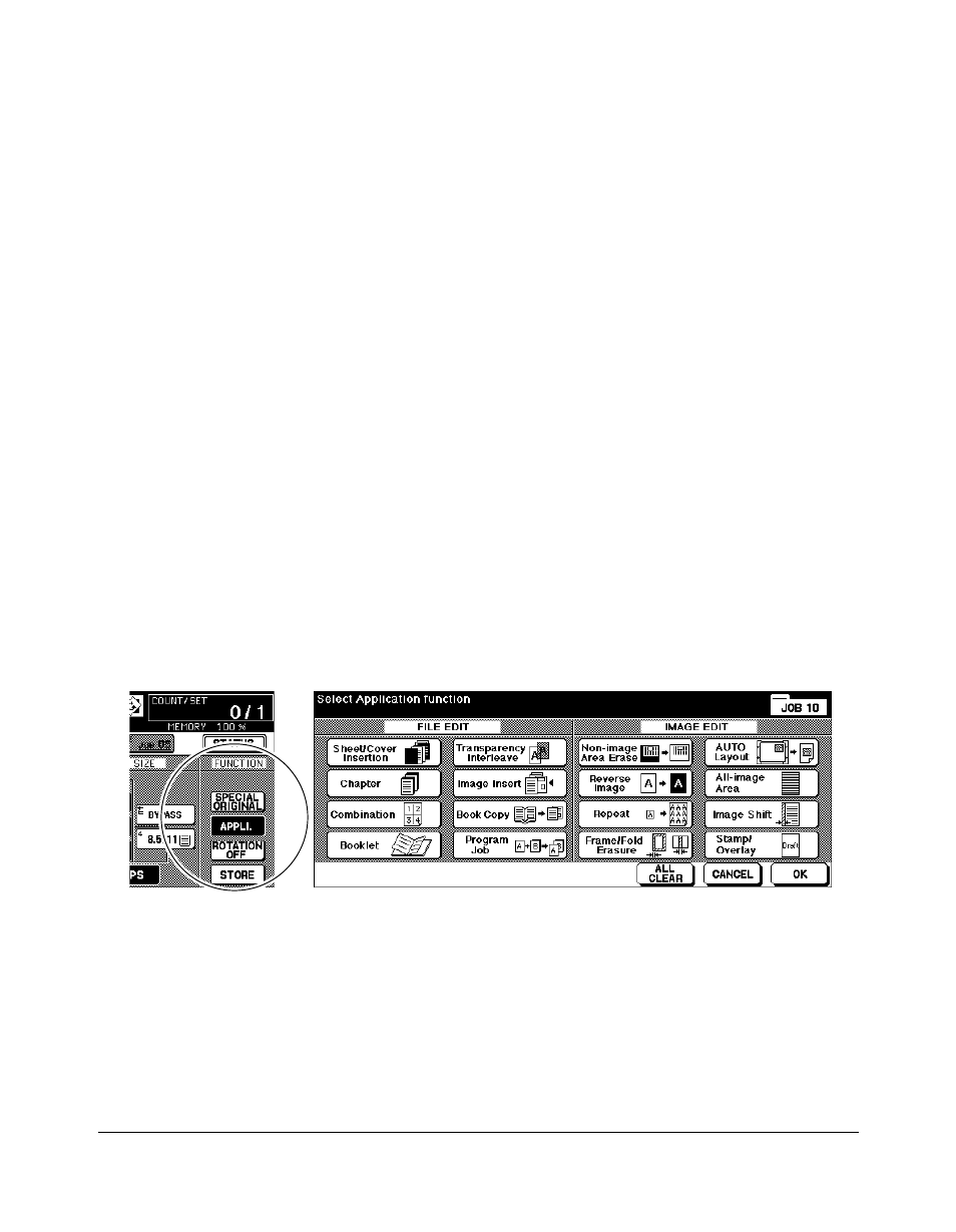 Applications, Application function menu | Konica Minolta 7075 User Manual | Page 154 / 311