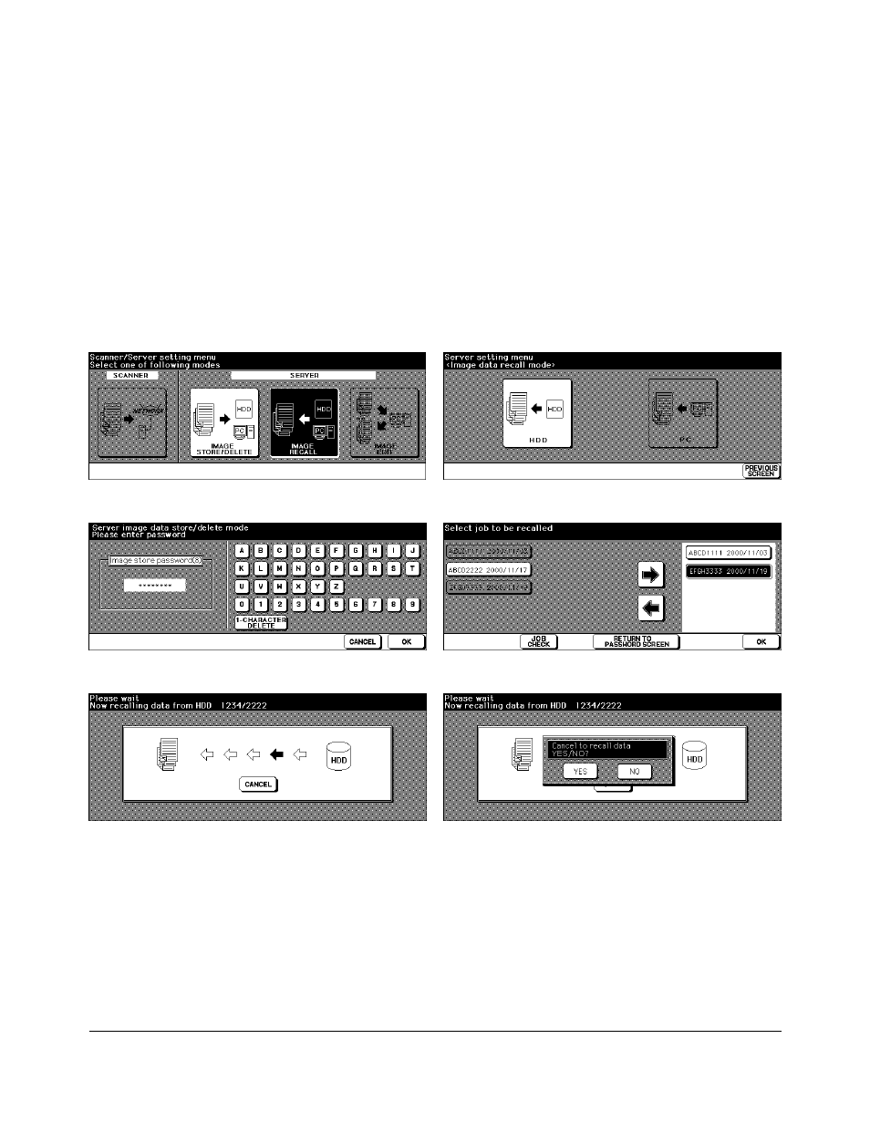 Server function, Image recall mode | Konica Minolta 7075 User Manual | Page 212 / 311