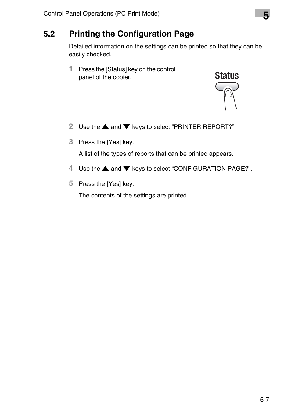 2 printing the configuration page | Konica Minolta FAX2900/FAX3900 User Manual | Page 34 / 60