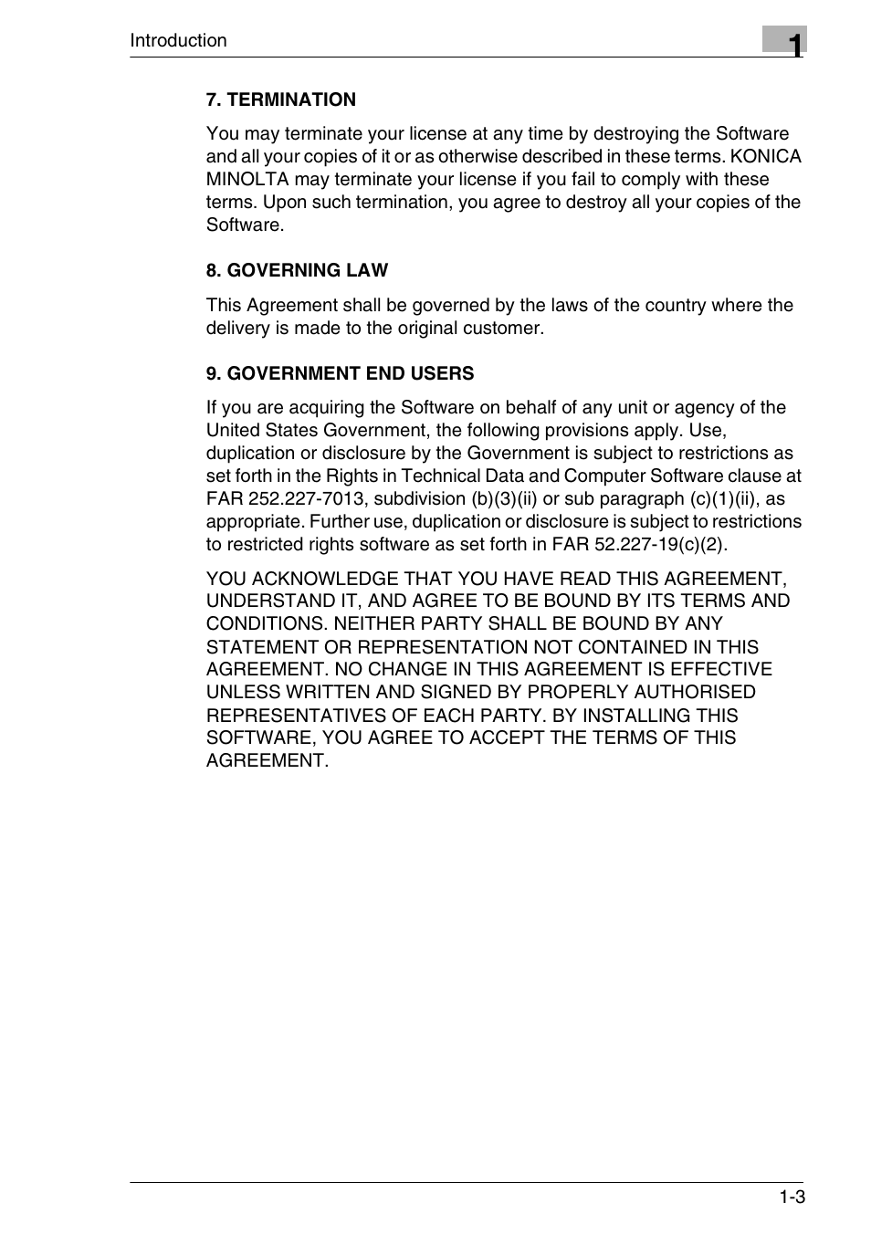 Termination, Governing law, Government end users | Konica Minolta FAX2900/FAX3900 User Manual | Page 8 / 60