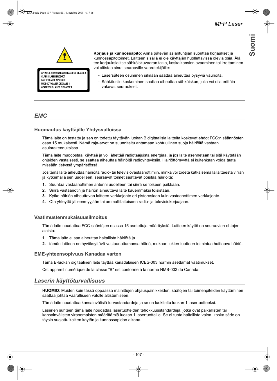 Su o m i | Konica Minolta PAGEPRO 1480MF User Manual | Page 108 / 198