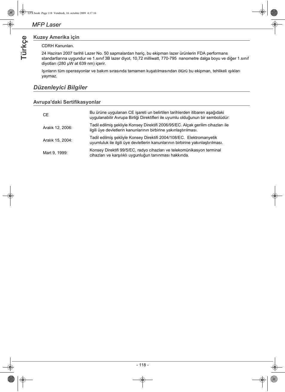 Tü rk ç e | Konica Minolta PAGEPRO 1480MF User Manual | Page 119 / 198