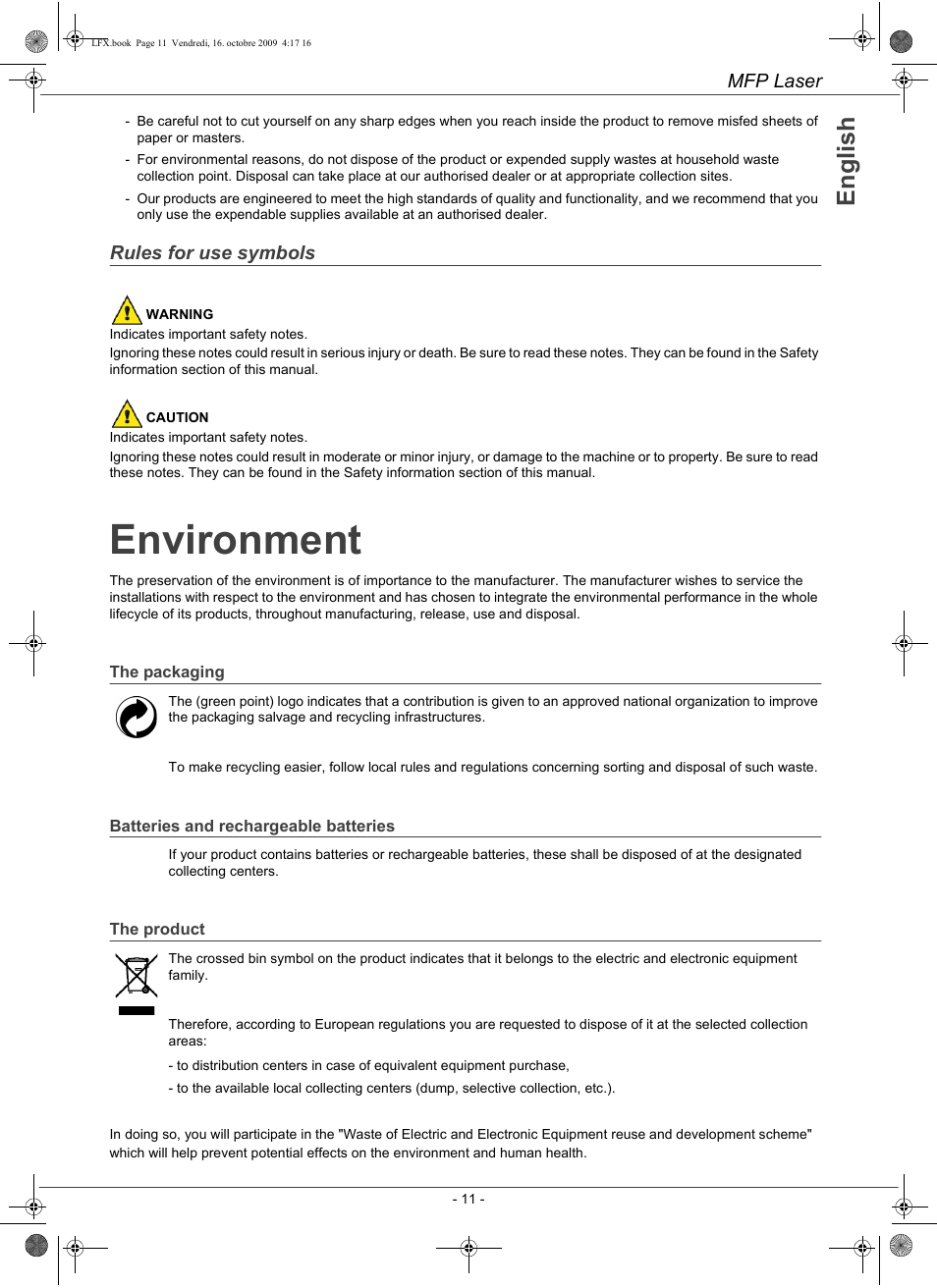 Environment, En g li s h | Konica Minolta PAGEPRO 1480MF User Manual | Page 12 / 198