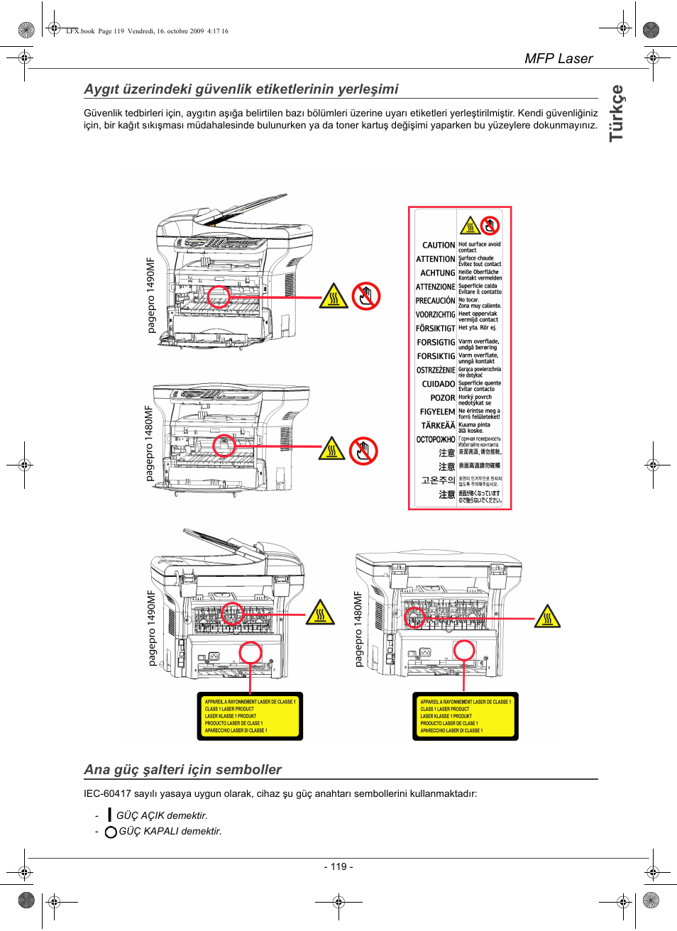 Tü rk ç e | Konica Minolta PAGEPRO 1480MF User Manual | Page 120 / 198