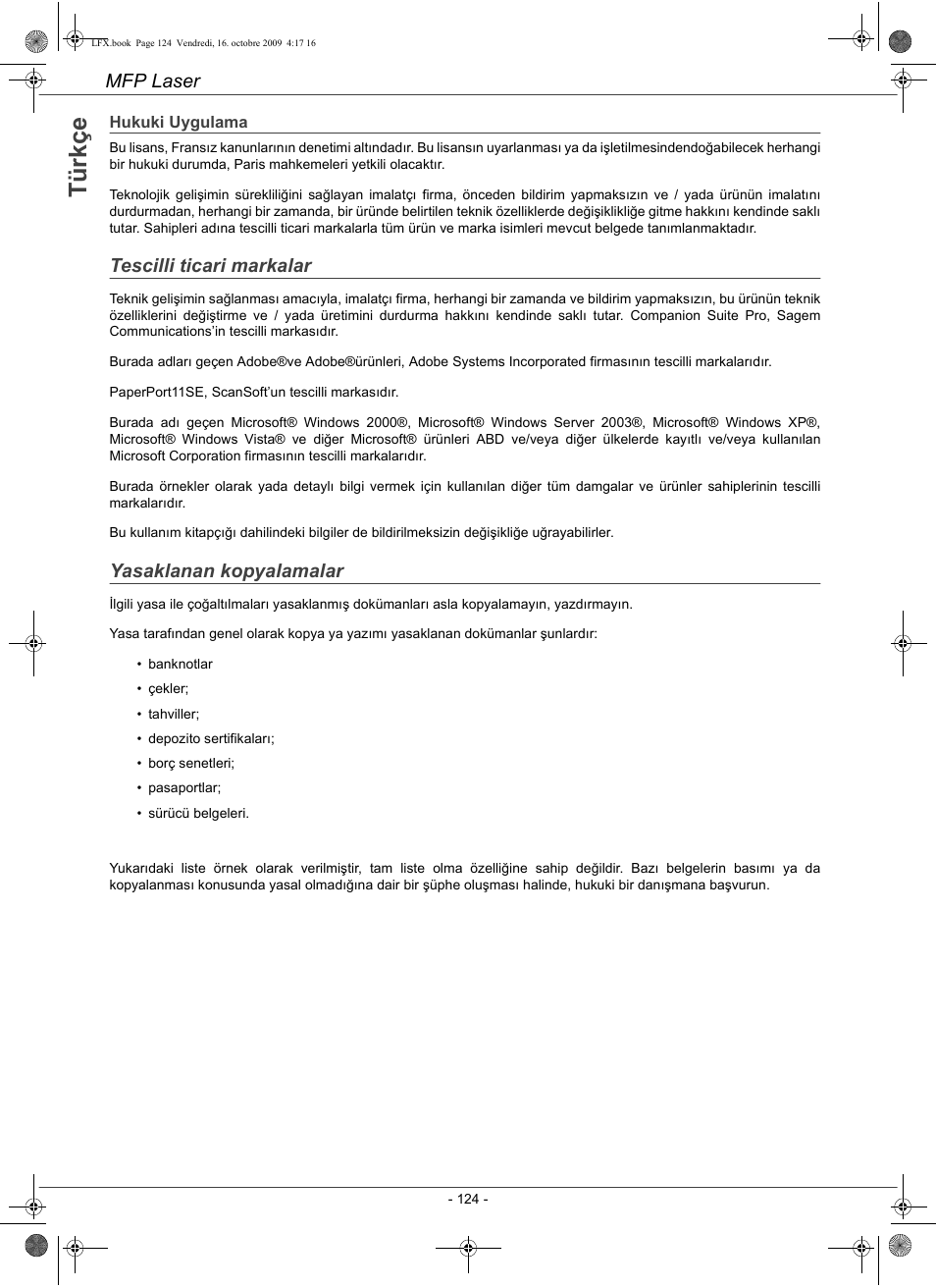 Tü rk ç e | Konica Minolta PAGEPRO 1480MF User Manual | Page 125 / 198