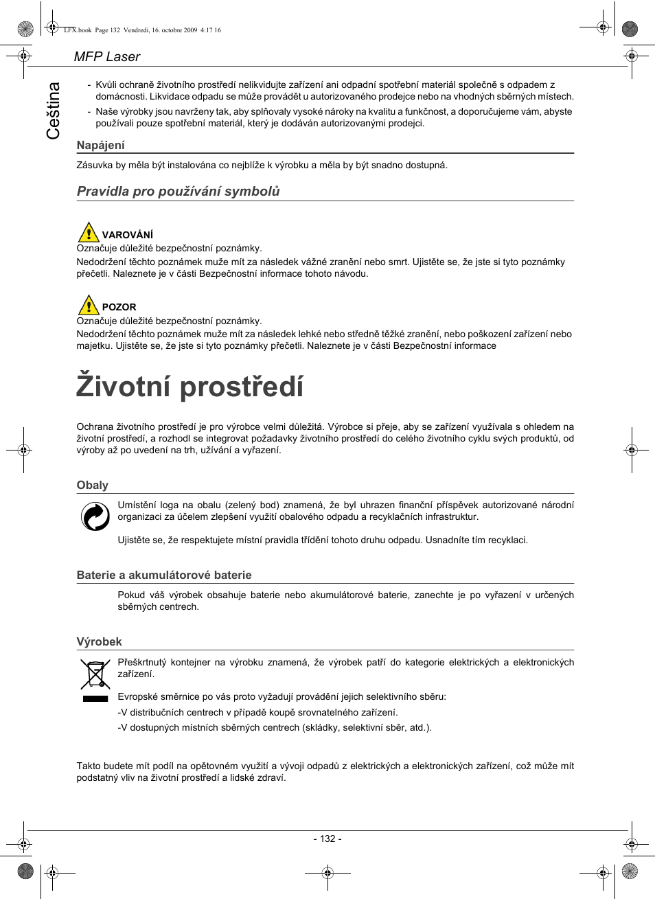 Životní prostředí, Ce št in a | Konica Minolta PAGEPRO 1480MF User Manual | Page 133 / 198