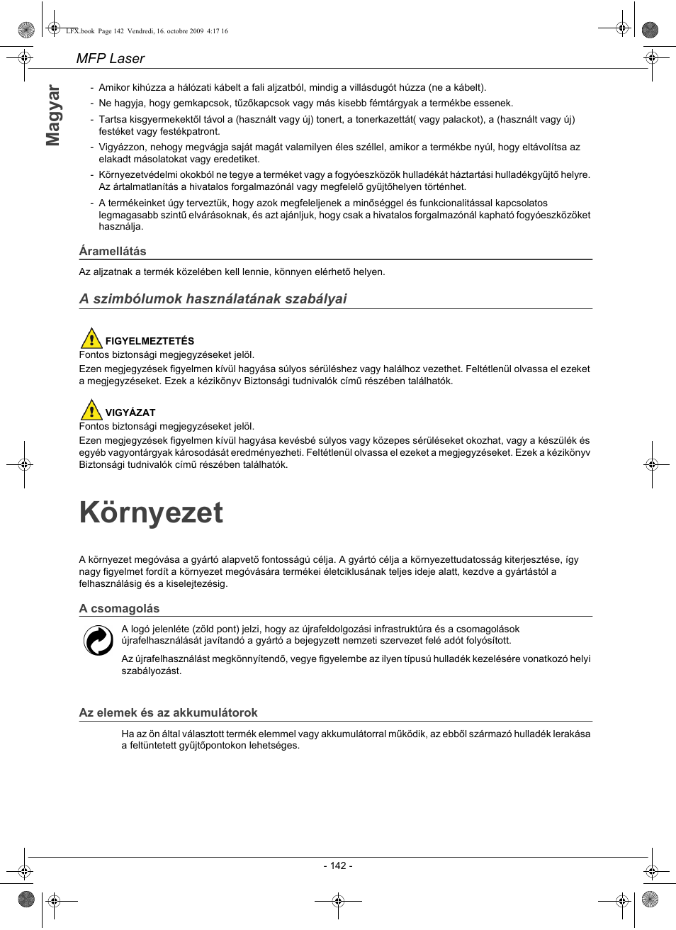 Környezet | Konica Minolta PAGEPRO 1480MF User Manual | Page 143 / 198