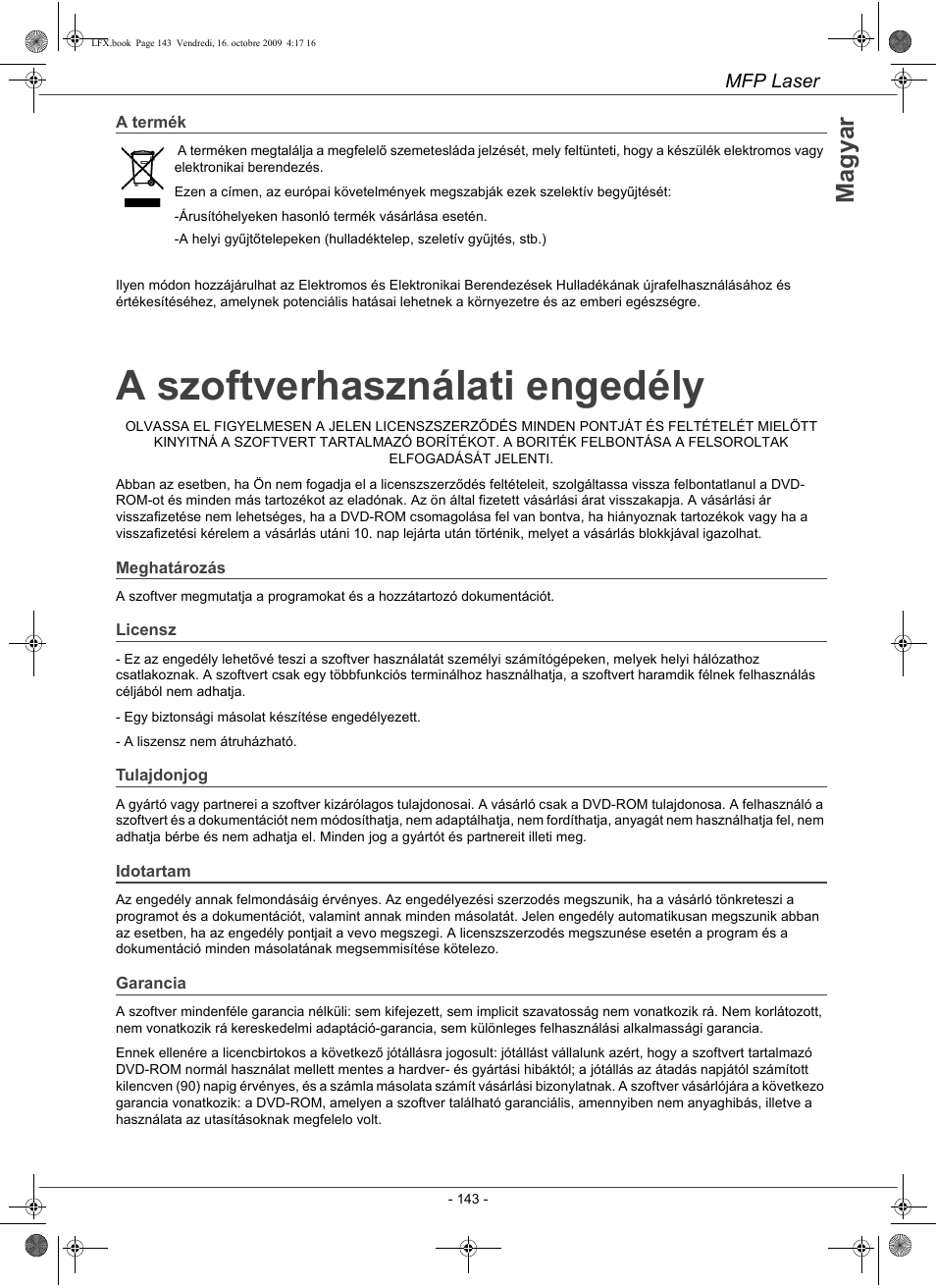 A szoftverhasználati engedély | Konica Minolta PAGEPRO 1480MF User Manual | Page 144 / 198