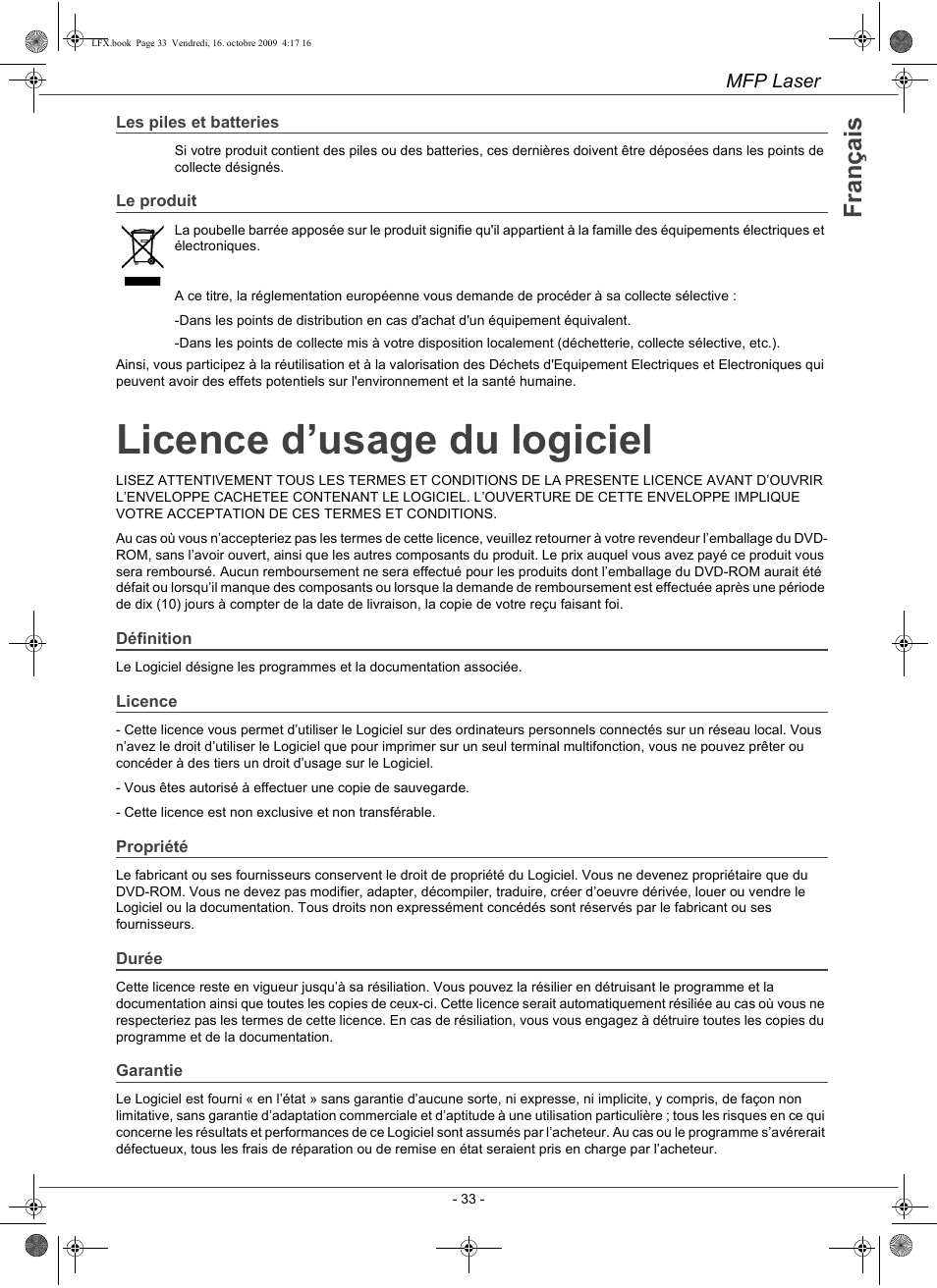 Licence d’usage du logiciel | Konica Minolta PAGEPRO 1480MF User Manual | Page 34 / 198